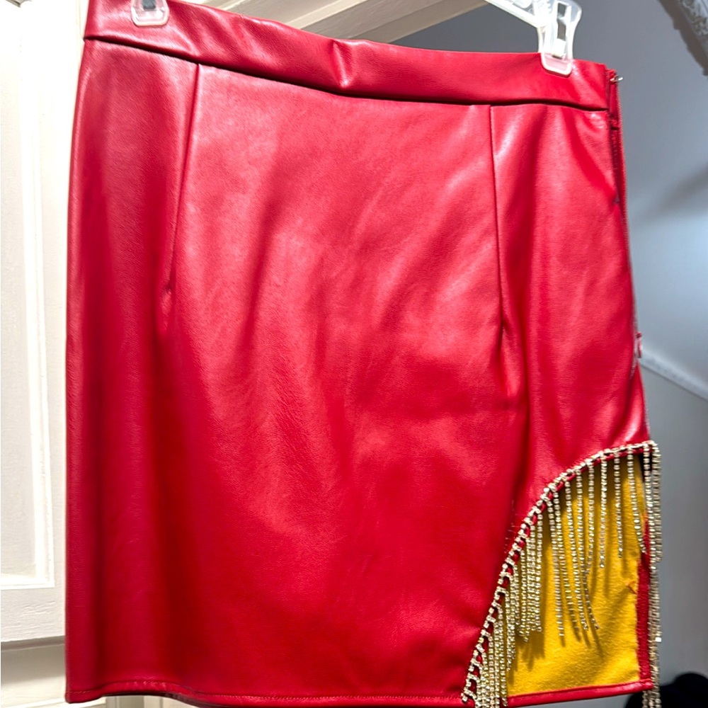 Red bling mini skirt